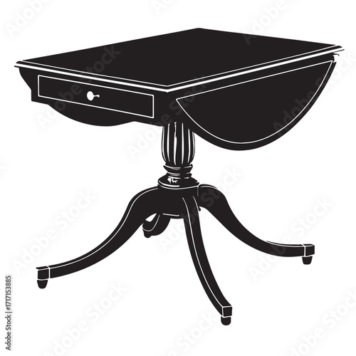 Black drop leaf table Silhouette Vector, High Quality Illustration on White Background