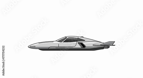 Futuristic sleek silver hovercraft design concept for advanced transportation technology