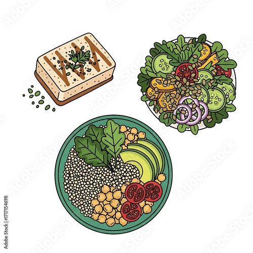 Healthy Vegan Plant Based Food Dishes Collection