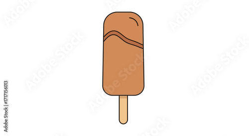 Delicious chocolate ice cream bar on a stick, sweet summer treat illustration perfect for kids
