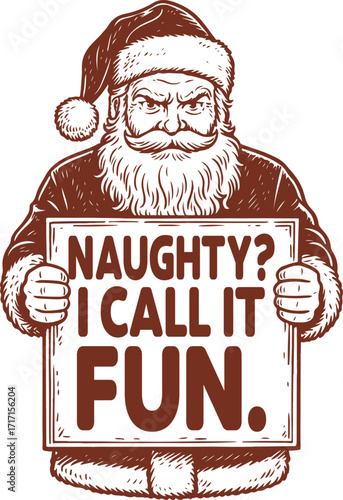 naughty i call it fun - christmas Holiday Humor Quote clipart, Funny winter season graphics illustration, festival xmas Sarcastic typography tshirt 

