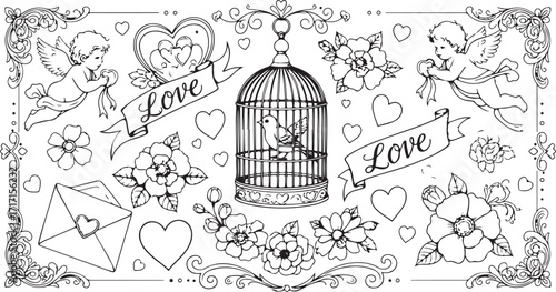 Vintage love bird cage design