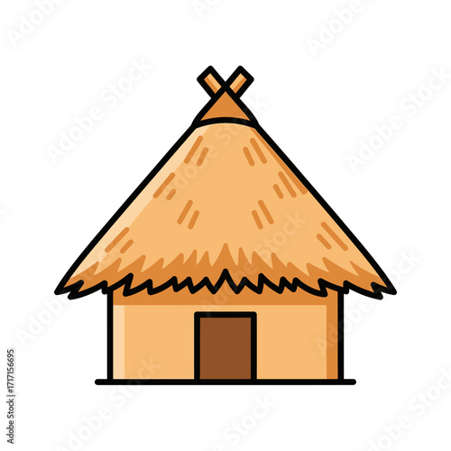 Charming Thatch Roof House Illustration: A Simple and Captivating Depiction of Traditional Shelter