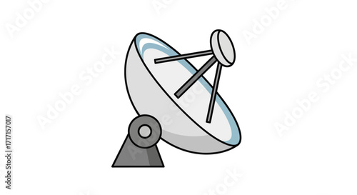 Isolated illustration of a cartoon satellite dish for telecommunications and broadcast signals
