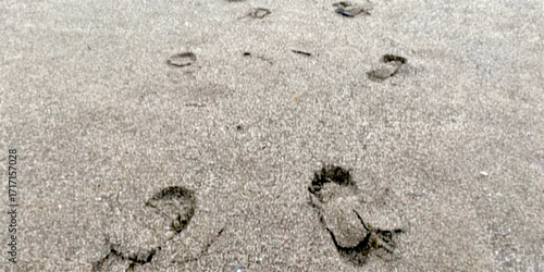 Footprints on Smooth Beach Sand Photo Showing Natural Patterns of Human Steps with Simple Yet Aesthetic Tropical Texture and Minimalist Vibe