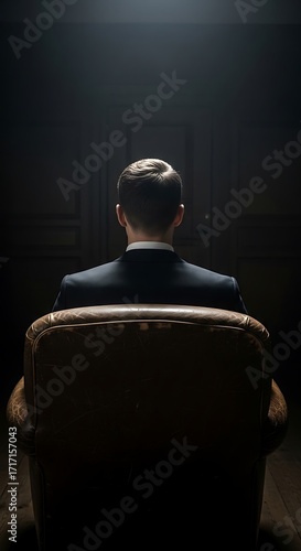 Man in Chair Deep in Thought.