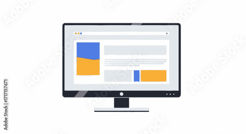 Illustration of a modern computer screen displaying a website interface design and content