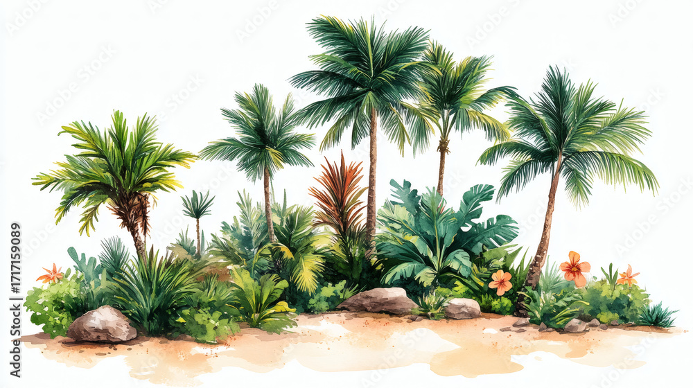 Fototapeta premium Tropical plants illustration