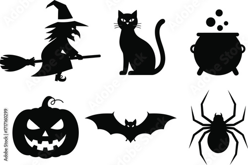 Set of Halloween icon vector images