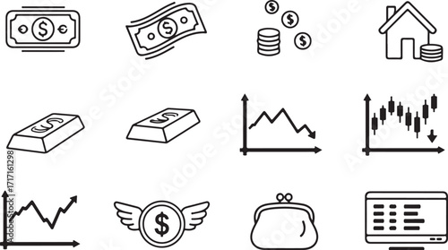 Finance icons money business set