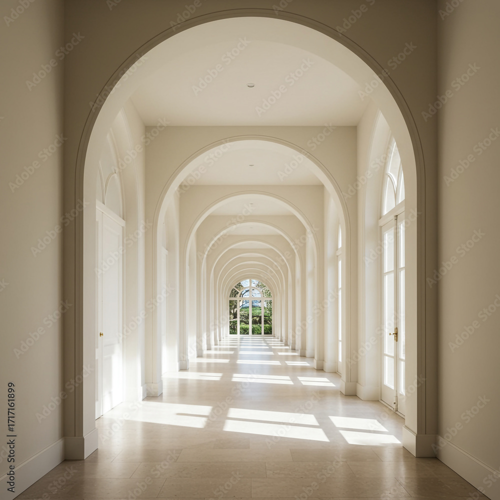 Fototapeta premium Elegant Archway Corridor with Natural Light