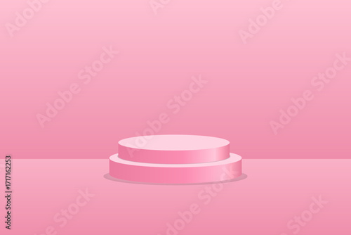 Podium 3D pink background with soft gradient lighting for product display and beauty branding