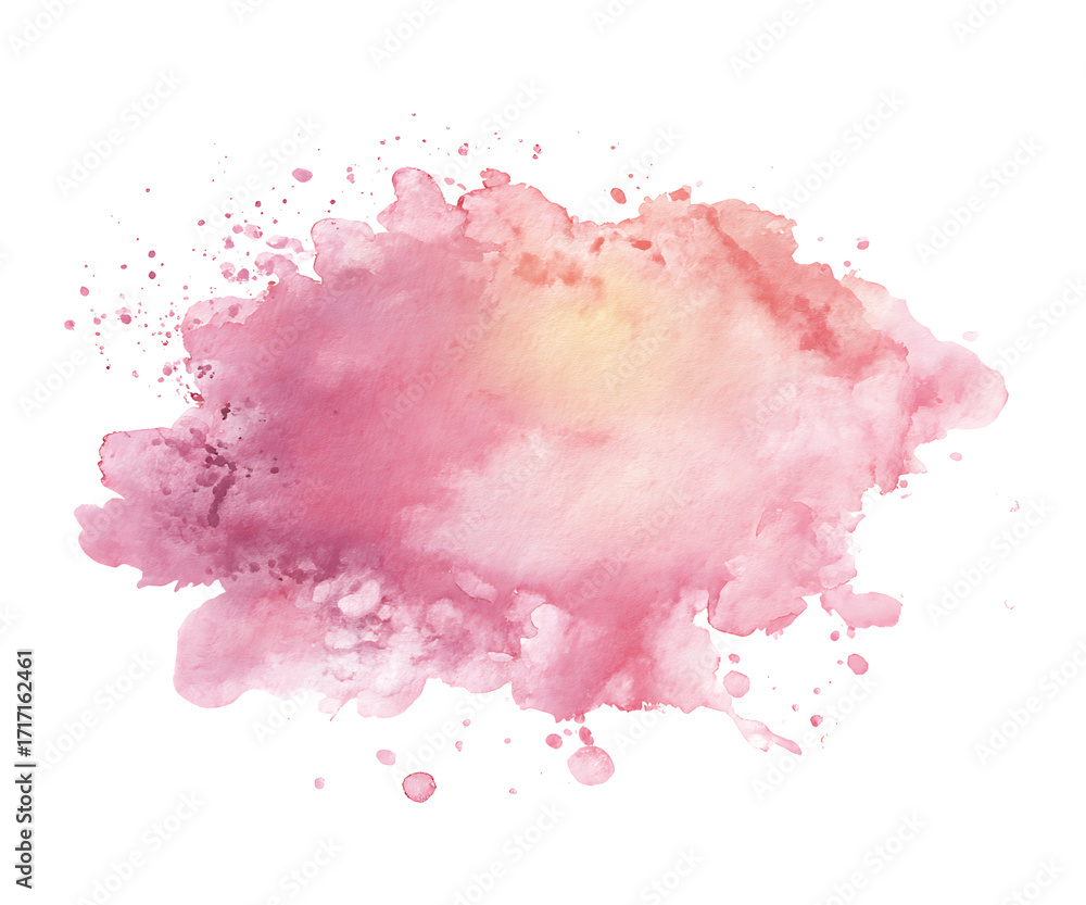 Obraz premium Abstract Watercolor Splash: A vibrant and captivating watercolor splash, rendered in delicate shades of pink and coral, evokes a sense of freshness and artistic expression.