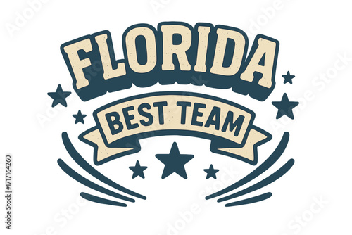 Florida best team retro slogan. Vintage duotone typography print for t-shirt. College varsity sport emblem. Graphic illustration for apparel, sticker, patch. USA state.