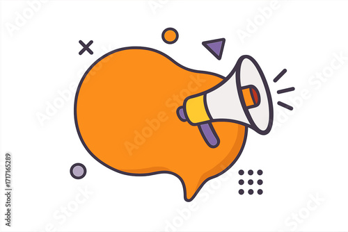 Did you know banner with megaphone and speech bubble. Vector illustration for trivia, quiz games, knowledge, and facts. Loudspeaker announcement with geometric elements.