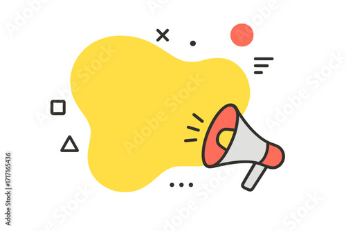Did you know banner with megaphone. Fun facts concept with abstract fluid shape and trendy geometric elements. Vector design for trivia night, quiz game, knowledge and curiosity.