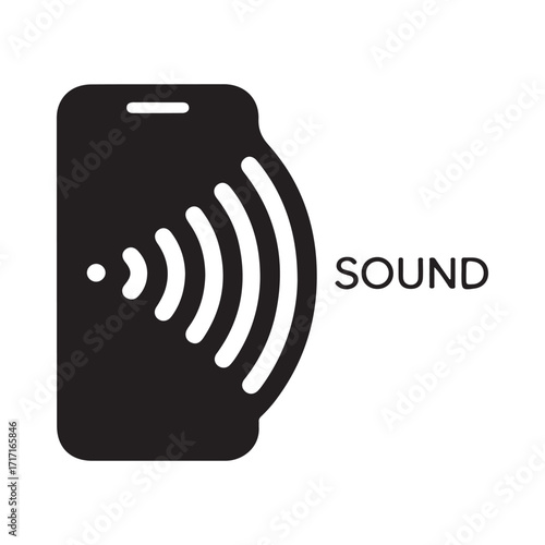 Mobile Audio Technology Symbol. Smartphone with Sound Wave Icon. Vector Illustration eps 10