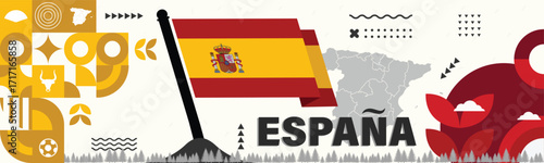 Spain national day banner for Espana, Espana Independence Celebration Banner Featuring Modern Abstract Design, Spanish Flag Theme, vector illustration