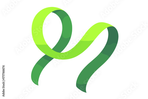 Vector illustration of a loopy green ribbon shape. Abstract modern design element with a flowing gradient. Minimalistic icon or logo concept for banners and branding.