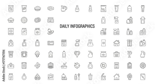 Vector Icons Set of Daily Infographics Line Icon Set for Web and Mobile Design. EPS Editable