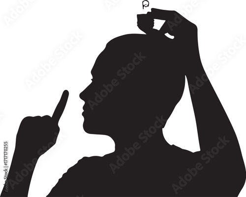 Silhouette of person with idea
