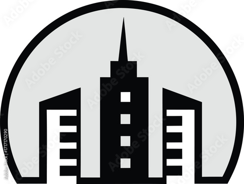 Vector illustration of modern city skyline with tall buildings and skyscrapers