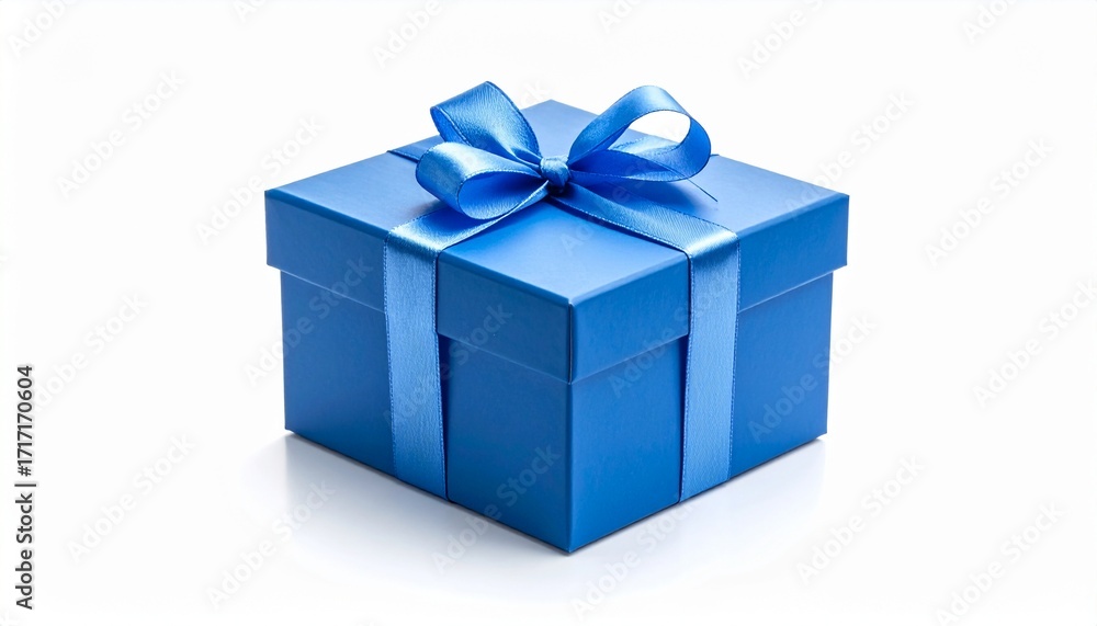 Obraz premium Blue Gift Box With Bow An Isolated On A White Background.