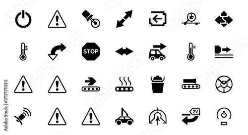 Vector Icons Set of Industrial Automation and Factory Process Control Icon Set. EPS Editable