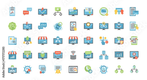 Vector Icons Set of Modern flat line icon set of internet technology and online business concepts for web and mobile applications. EPS Editable