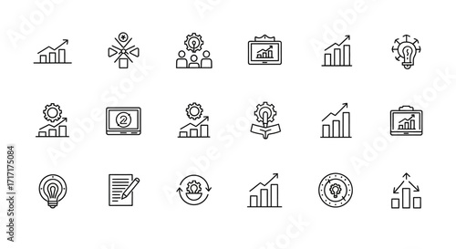 Vector Icons Set of Business Development and Strategy Thin Line Icon Set. EPS Editable