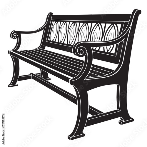 Black entryway bench Silhouette Vector, High Quality Illustration on White Background