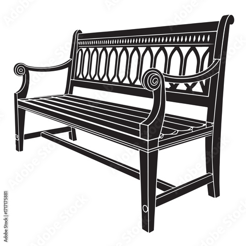 Black entryway bench Silhouette Vector, High Quality Illustration on White Background