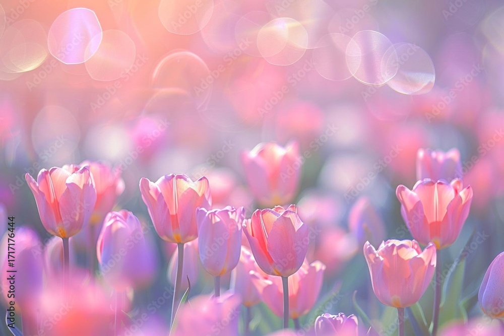 Obraz premium pink tulips in spring