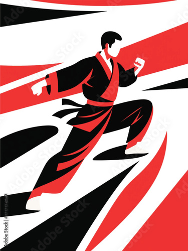 People Martial Art Illustrator Artwork Design Template Poster