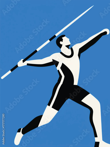 javelin throwing Illustrator Artwork Design Template Poster