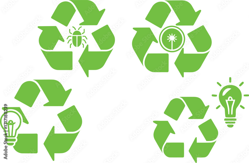 Fototapeta premium Promote eco awareness with vibrant green recycling icons for a sustainable future campaign