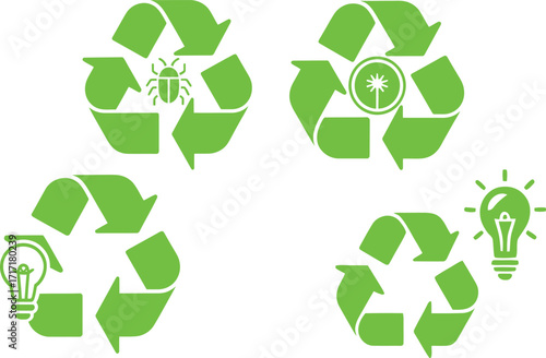 Promote eco awareness with vibrant green recycling icons for a sustainable future campaign