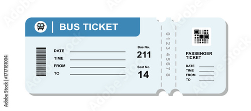 Bus Ticket Illustration. Bus Ticket Vector Collection. Tourist Bus Ticket Design. 