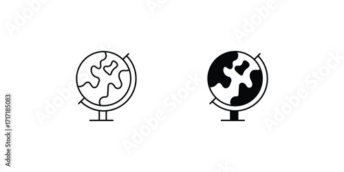 Global icon with white background vector stock illustration