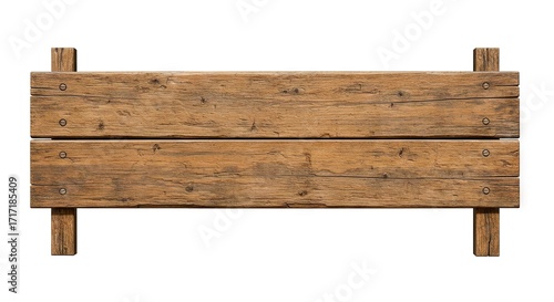 Two wooden planks joined by posts secured with visible screw heads