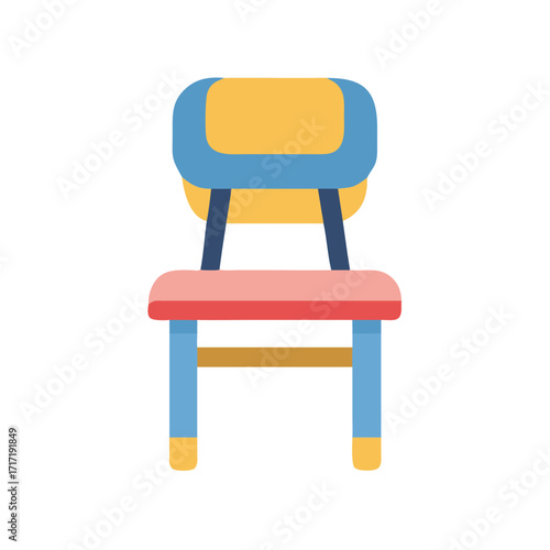  School Chair Flat Icon Design