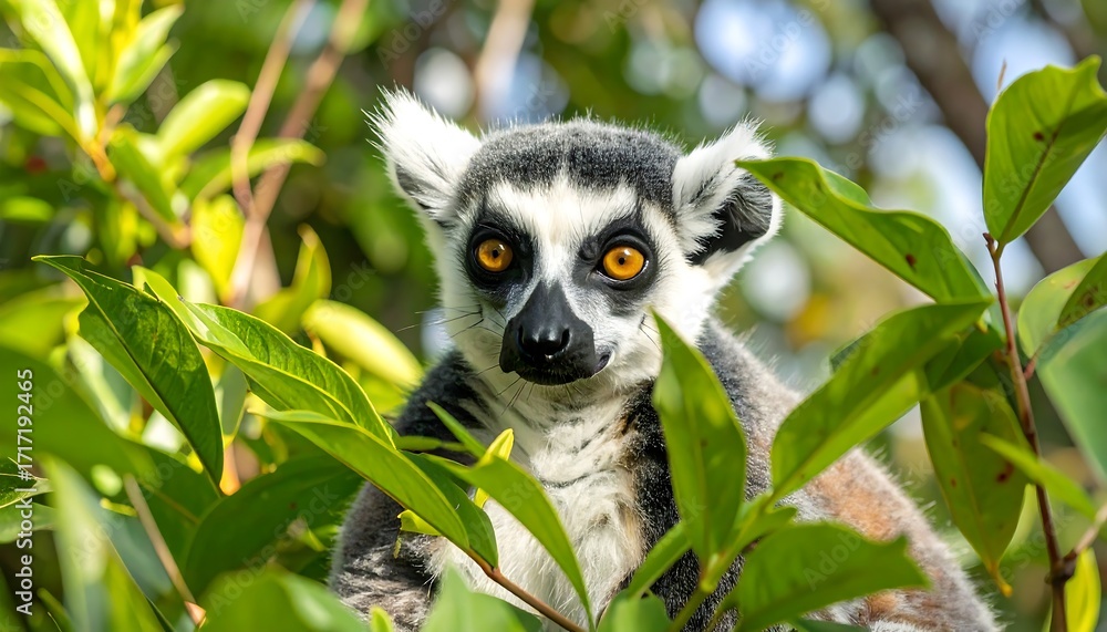 Obraz premium Close-up of a lemur in a tree (1)