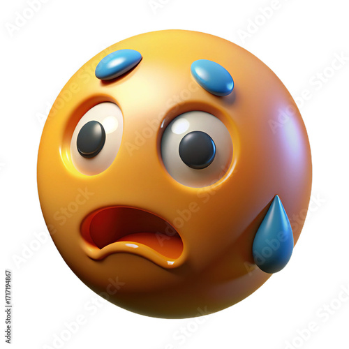3D Anxious Emoji - Nervous & Stressed Symbol