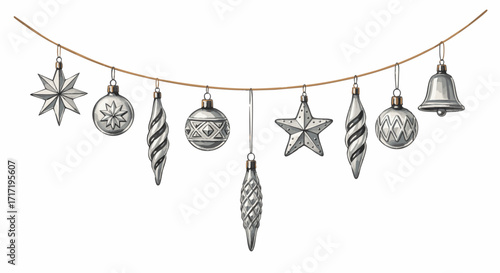 Festive Holiday Ornaments Garland Elegant Christmas Decorations for Seasonal Celebrations and Festive Cheer