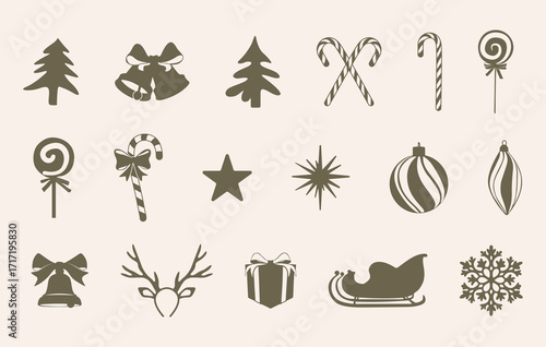 Christmas elements vector, Christmas elements silhouette, Christmas silhouette, Christmas elements svg, Christmas svg.