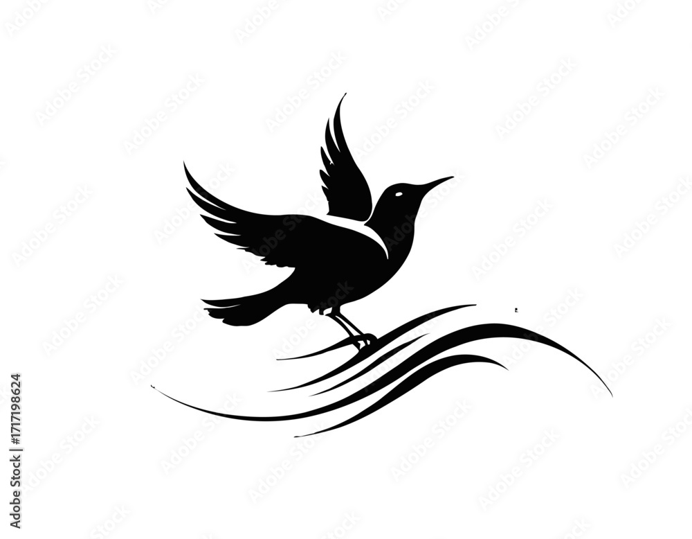 Fototapeta premium Bird Silhouette logo with white backgroun