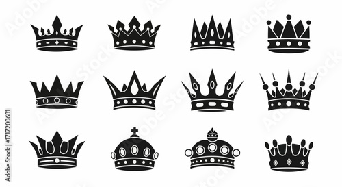Elegant Royal Crowns Collection A Set of Exquisite Symbols of Royalty and Sophistication