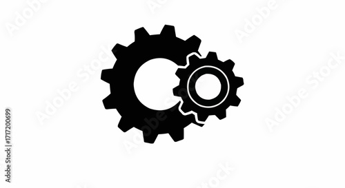 Two interconnected gears symbolizing teamwork, cooperation, and the mechanics of industry and innovation