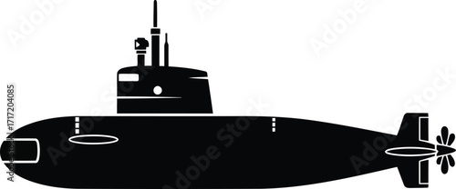 Silhouette of a submarine naval vessel underwater exploration marine transport military technology vector