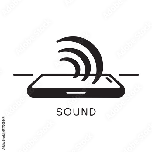 Phone with Music Wave Silhouette